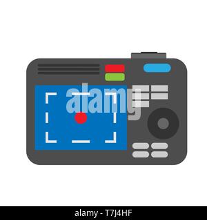 Photo camera back view photography sign vector flat icon device equipment Stock Vector