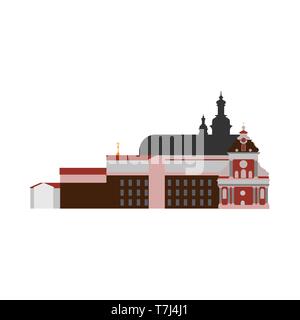 Abbey vector architecture ancient building illustration. Flat vector church Stock Vector