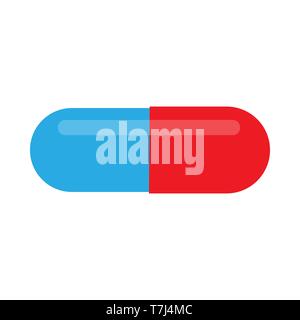Pill care illness medicine symbol medical tablets pharmacy flat icon Stock Vector