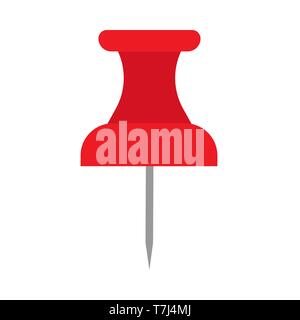 Thumbtack red symbol flat equipment agenda organizer. Vector push pin paper Stock Vector