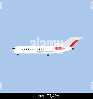 Airliner passenger transportation technology engine side view flat icon. Travel vector vehicle Stock Vector