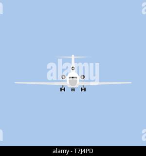 Jetliner tourism transportation illustration isolated flat icon front view. Concept track traffic plane vector Stock Vector