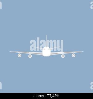 Jetliner tourism transportation illustration isolated flat icon back view. Concept track traffic plane vector Stock Vector