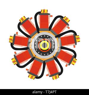 Airplane engine transportation vector flat icon isolated. Service machine maintenance Stock Vector