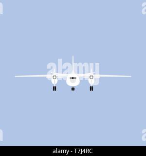 Plane travel transportation vector airliner front view. Flat business aviation transport isolated Stock Vector