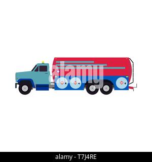 Airport aviation fuel truck vector flat side view. Airplane petrol tanker transportation Stock Vector