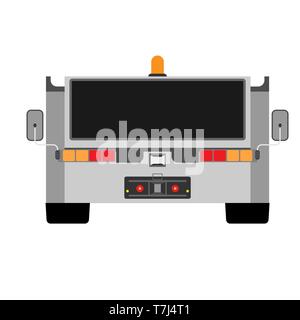 Airport tow truck vector flat front view. Evacuation transportation airplane service rescue Stock Vector