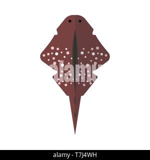 Stingray vector top view nature aquatic exotic seafood. Sea wild animal flat icon Stock Vector