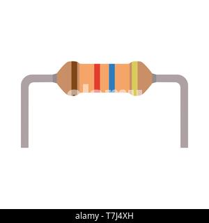 Resistor small flat vector parts components electronic circuit. Microchip computer server icon view Stock Vector