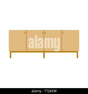 Cabinet apartment equipment isolated box. Interior simple vintage loft contemporary wood icon vector. Stock Vector
