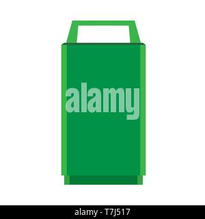 Dustbin green environmental reuse urban eco trash bucket. Garbage recycle can vector icon Stock Vector