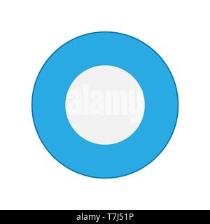 Bowl blue top view design lunch cuisine sign vector. Color ceramic isolated dish plate icon Stock Vector