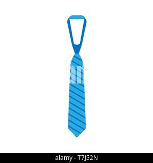 Tie clothing vector accessory element businessman. Flat silk blue necktie simple icon. Stock Vector