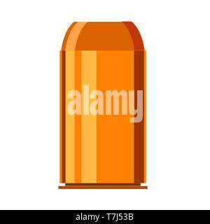 Bullet ammunition illustration object defense. Vector copper power ammo flat icon. Stock Vector