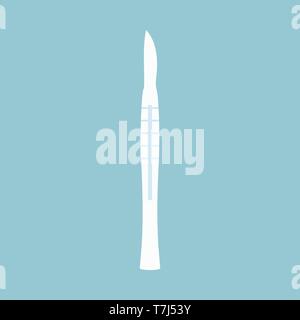 Medical scalpel clinic sharp blade. First aid healthy care cutter steel instrument vector Stock Vector