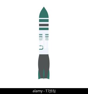 Missile power technology danger force warhead rocket. Vector navy nuclear military army ballistic icon Stock Vector