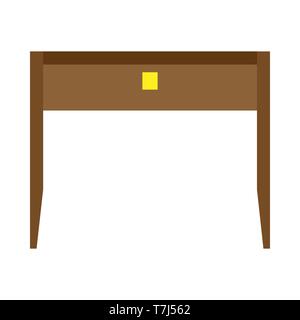 Desk office front view vector table. Business wooden workplace isolated flat icon Stock Vector