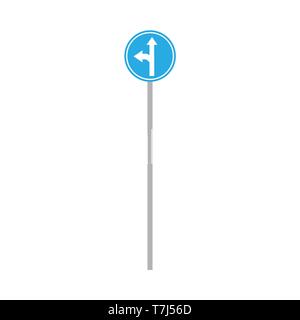 Blue circle road transportation urban sign. Flat vector highway signboard Stock Vector