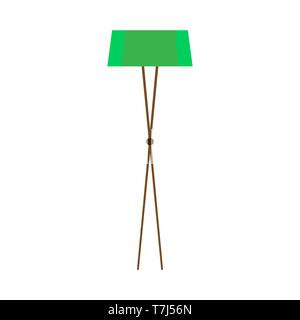Floor lamp concept comfortable green bright interior. Room trendy vector flat icon light Stock Vector
