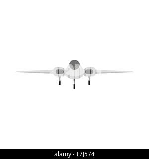 Jet fighter illustration transport warplane engine. Warfare military vehicle vector icon front view. Stock Vector