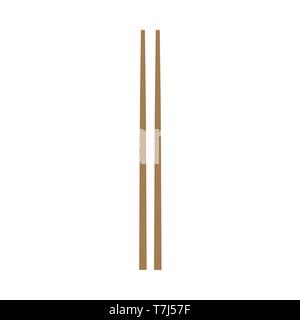 Chopsticks traditional lunch asia culture vector icon. Seafood symbol, closeup set flat tool. Stock Vector