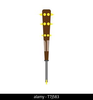 Mace weapon symbol ancient military object. Vector flat silhouette wooden gun viking Stock Vector