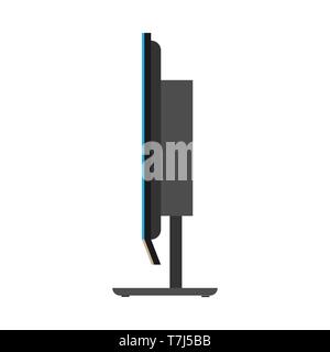 TV unit communication equipment screen vector. Interior multimedia electronic icon television side view Stock Vector