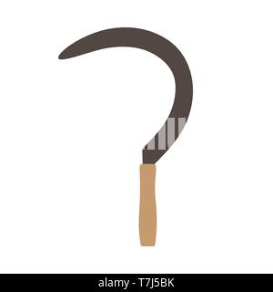 Harvesting sickle blade retro icon illustration sharp metal. Vector field tool farm agriculture Stock Vector