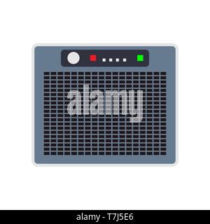 Evaporative cooler industry air fan conditioner vector. Power compressor unit condenser icon front view Stock Vector