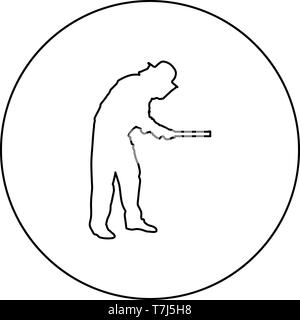 Beekeeper holding honeycomb plank Apiarist icon in circle round outline black color vector illustration flat style simple image Stock Vector