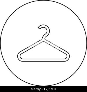 Hanger Clothes hanger icon in circle round outline black color vector illustration flat style simple image Stock Vector