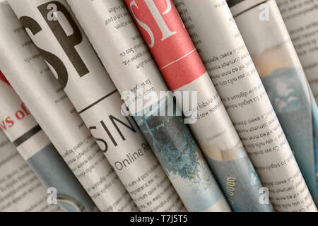 Various newspapers, closeup Stock Photo