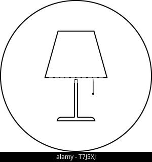 Table lamp Night lamp Clasic lamp icon in circle round outline black color vector illustration flat style simple image Stock Vector