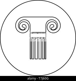 Column ancient style Antique classical column architecture element Pillar Greek roman column icon in circle round outline black color vector Stock Vector