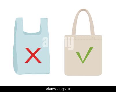 Pollution problem concept. Say no to plastic bag. Stock Vector