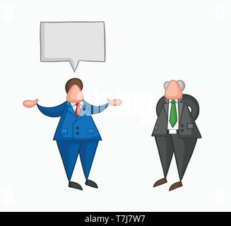 Hand-drawn vector illustration businessman worker talking with his boss. Colored and colored outlines. Stock Vector