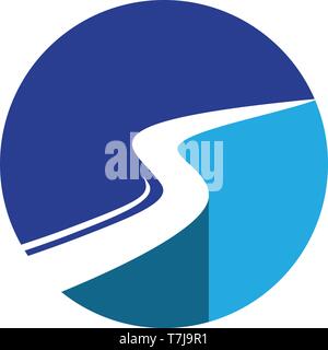 River and sun  Logo Template vector icon illustration, Stock Vector