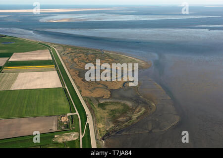 De Schorren with low tide on Texel, Netherlands. Seen from the sky. Stock Photo