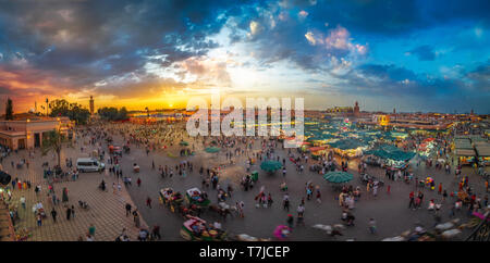 Marrakech, Morocco – April 29, 2019: Jamaa el Fna market square, Marrakesh, Morocco, north Africa Stock Photo