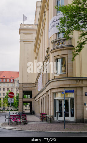 Theater Schauspiel in Leipzig, Germany. Outside low angle view Stock Photo