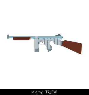 Retro gun vector icon weapon illustration design. Cartoon vintage handgun military west. Gangster criminal rifle Stock Vector