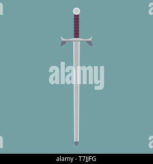 Sword vector illustration weapon vector icon. Ancient sharp blade symbol. War silhouette fantasy flat sign hilt handle Stock Vector