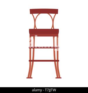 Wooden chair front view vector icon furniture. Classic interior sit. Retro brown cartoon home element flat room Stock Vector