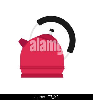 Kettle vector icon kitchen handle appliance. Cartoon tea pot boil. Utensil water cooking food. Flat household equipment Stock Vector