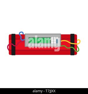 Dynamite bomb vector icon exposive cartoon TNT. Red fuse weapon detonate cable. Clock time power boom Stock Vector