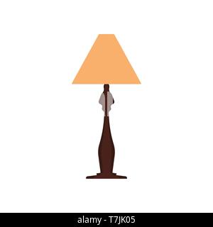Bedside lamp vector icon furniture table. Home interior light bedroom decor. Flat night equipment bright power sign Stock Vector