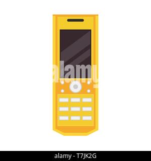 Golden phone vector icon business concept design. Mobile gadget device symbol front view. Metallic luxury equipment Stock Vector
