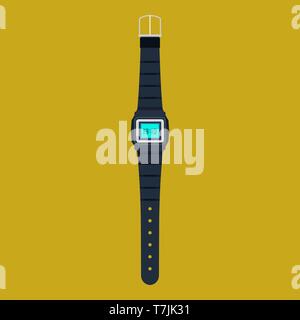 Wrist watch vector icon isolated. Hand clock design time modern accessory. Black classic flat business dial element cartoon Stock Vector