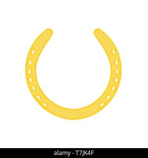Horseshoe illustration golden luck vector icon. Fortune element symbol isolated white. Talisman simple equipment Stock Vector