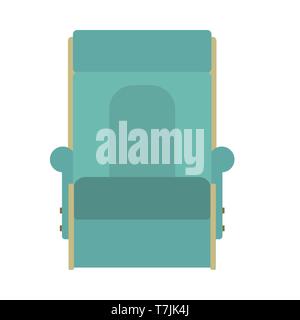 Lounge chair vector icon furniture design. Relax room symbol front. Cartoon armchair interior seat. Flat sofa deck element Stock Vector